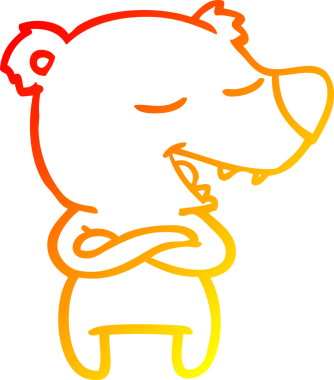 Bir insan tarafından çizilen çizgi film ayısının sıcak çizgi çizimi