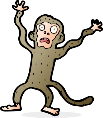 Bir insan tarafından çizilmiş korkmuş maymun çizgi filmi.