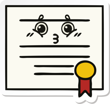 Bir insan tarafından çizilmiş şirin bir karikatür mezuniyet diplomasının çıkartması.