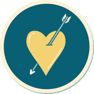 Bir insan tarafından çizilmiş ok ve kalp şeklinde dövme çıkartması.