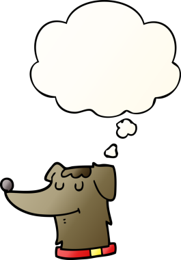 Düşünce baloncuğu olan çizgi film köpeği bir insan tarafından çizilmiş.