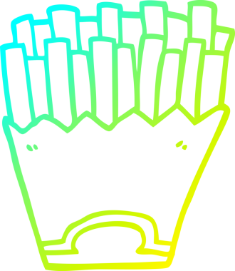 Bir insan tarafından çizilen patates kızartmasının soğuk gradyan çizgisi.