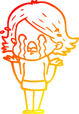 Bir insan tarafından çizilmiş, ağlayan bir çizgi kadın çizimi.