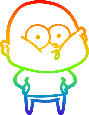 Gökkuşağı gradyan çizgi çizimi bir insan tarafından çizilmiş kel bir adamın çizimi