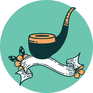 Bir insan tarafından çizilmiş sigara içen piposunun pankartı olan dövme biçimi simgesi