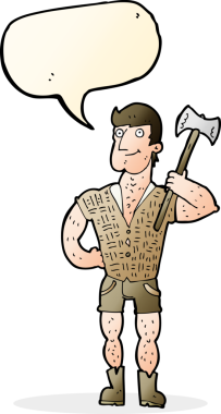 Bir insan tarafından çizilmiş konuşma balonlu bir oduncu.