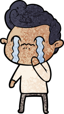 Bir insan tarafından çizilmiş ağlayan çizgi film adamı.