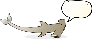 Bir insan tarafından çizilmiş serbest konuşma balonu karikatürü çekiç başlı köpekbalığı.