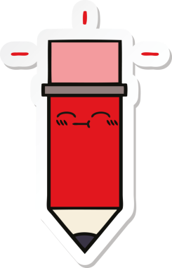 Bir insan tarafından çizilmiş şirin bir karikatür kalemi çıkartması.