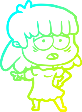 Bir insan tarafından çizilmiş, karikatür çizen yorgun bir kadın.