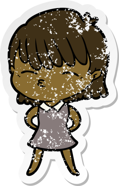 Bir insan tarafından çizilmiş karikatür bir kadının sıkıntılı çıkartması.