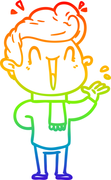 Gökkuşağı gradyanı çizimi bir insan tarafından çizilmiş heyecanlı bir çizgi film