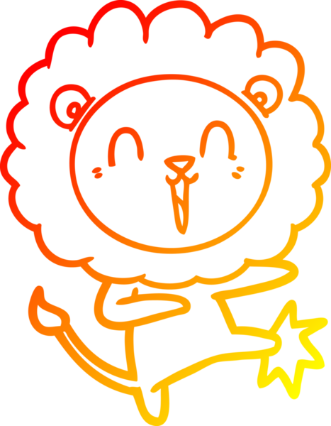 Bir insan tarafından çizilmiş gülen aslan karikatürü.