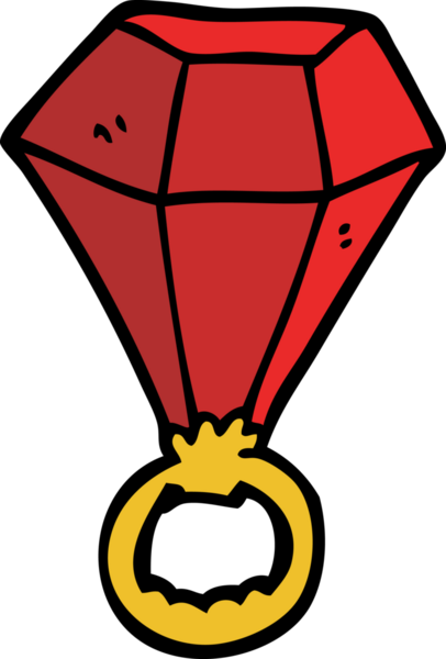 Bir insan tarafından çizilmiş kırmızı yakut bir yüzük.