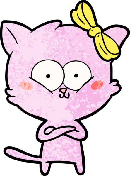 Bir insan tarafından çizilmiş çizgi film kedisi.