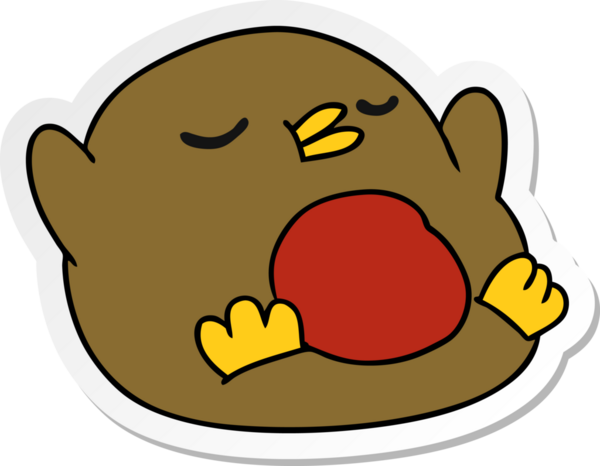 Bir insan tarafından çizilmiş serbest sticker çizgi film Şirin kawaii kırmızı robin