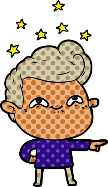 Bir insan tarafından çizilmiş heyecanlı bir çizgi film.