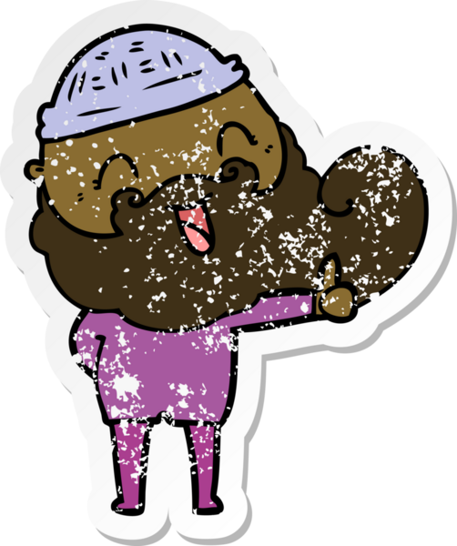 Bir insan tarafından çizilmiş mutlu sakallı bir adamın sıkıntılı çıkartması.