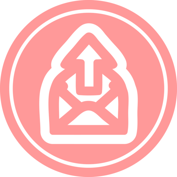 bir insan tarafından çizilmiş e- posta dairesel simgesi gönder