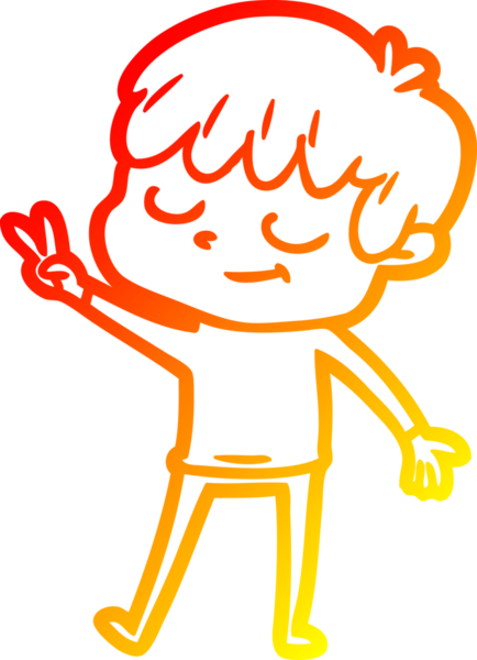 Bir insan tarafından çizilen mutlu bir çocuğun sıcak çizgi çizimi.