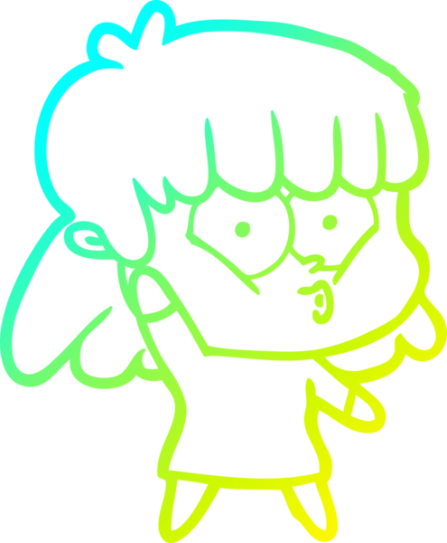 Bir insan tarafından çizilen ıslık çalan bir kızın soğuk gradyan çizgisi.