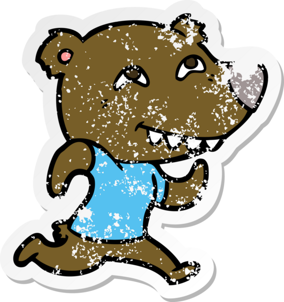 Bir insan tarafından çizilmiş karikatür ayısının sıkıntılı çıkartması.