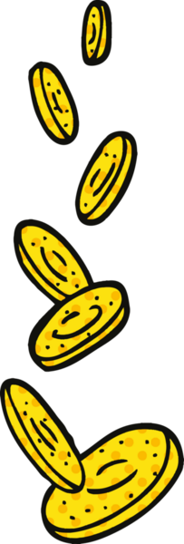 Bir insan tarafından çizilmiş çizgi roman tarzı bozuk paralar.