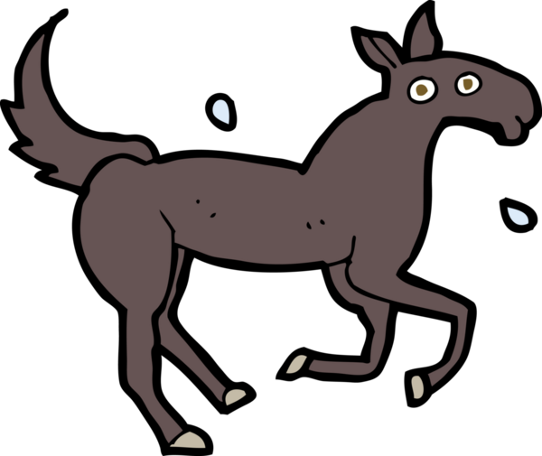 Bir insan tarafından çizilmiş terli bir at.