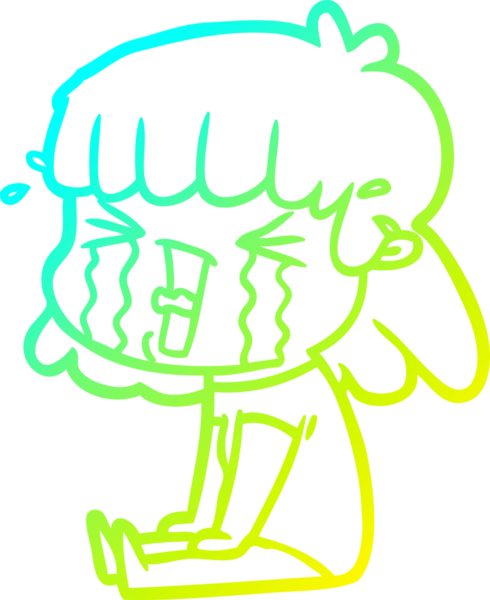 Bir insan tarafından çizilmiş göz yaşları içinde bir çizgi film kadını çizimi.