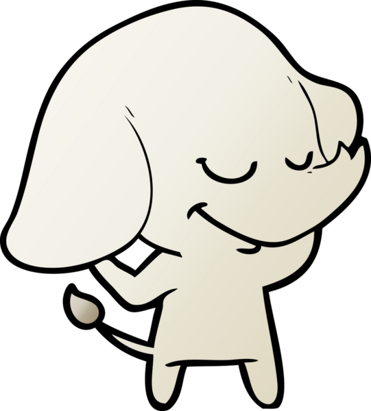 Bir insan tarafından çizilmiş gülümseyen bir fil.