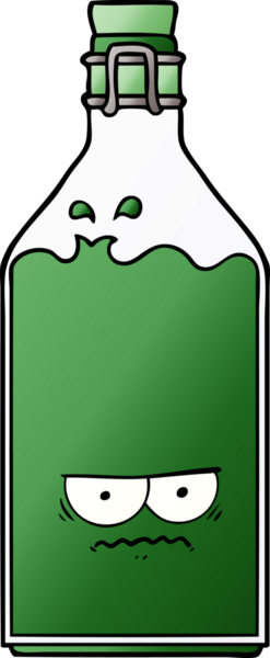 Bir insan tarafından çizilmiş eski bir şişe.