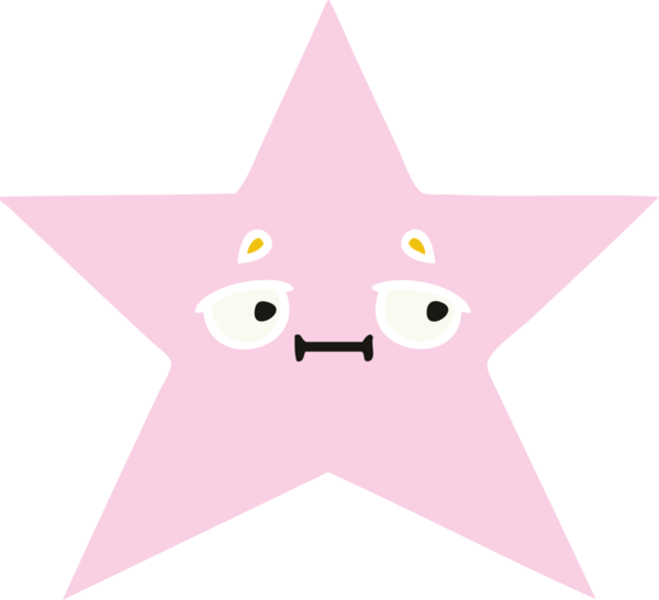 Bir insan tarafından çizilmiş yıldız balığının düz renkli retro karikatürü