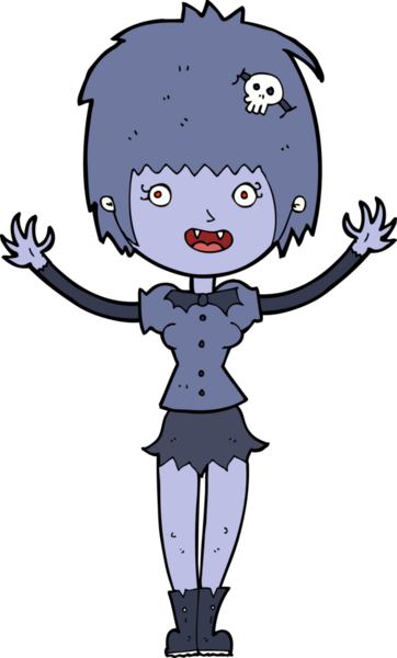 Bir insan tarafından çizilmiş vampir kız çizgi filmi.