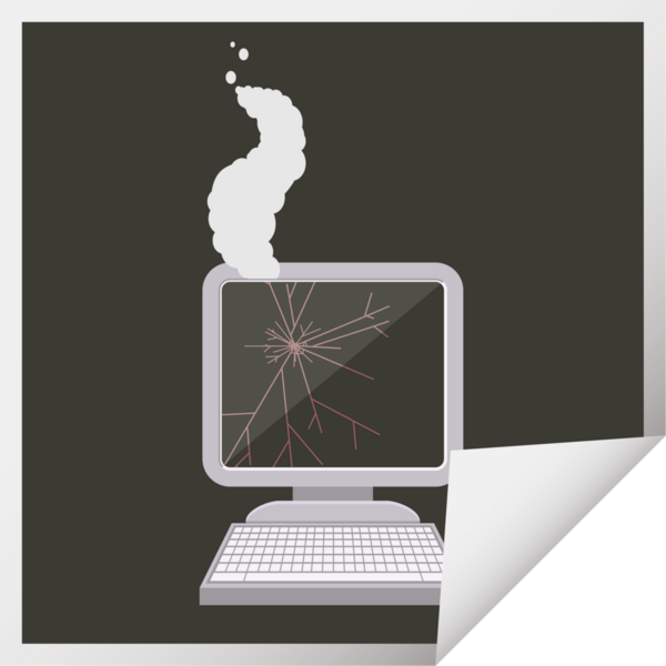 Bir insan tarafından çizilmiş kırık bilgisayar grafik vektör illüstrasyon kare etiketi
