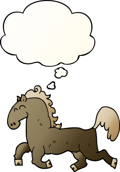 Düşünce baloncuğu olan çizgi film aygırı bir insan tarafından çizilmiş.