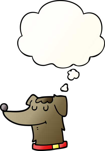 Düşünce baloncuğu olan çizgi film köpeği bir insan tarafından çizilmiş.