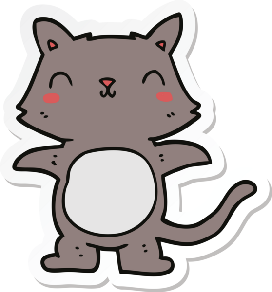 Bir insan tarafından çizilmiş çizgi film kedisinin çıkartması.