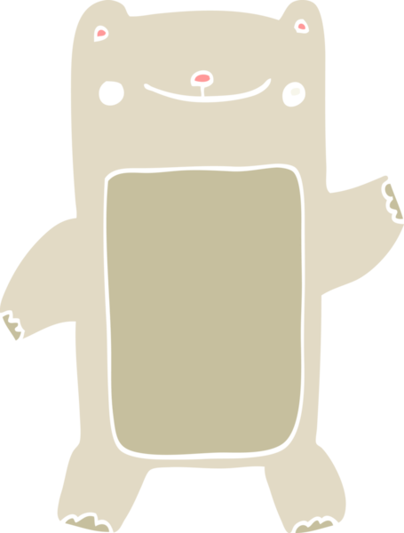 Bir insan tarafından çizilmiş düz renkli çizgi film ayısı.