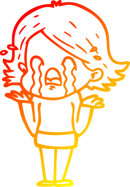 Bir insan tarafından çizilmiş, ağlayan bir çizgi kadın çizimi.