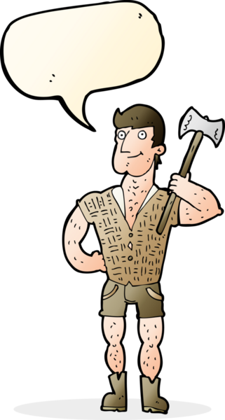 Bir insan tarafından çizilmiş konuşma balonlu bir oduncu.