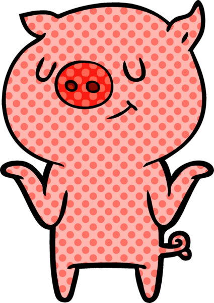 Bir insan tarafından çizilmiş mutlu çizgi film domuzu.