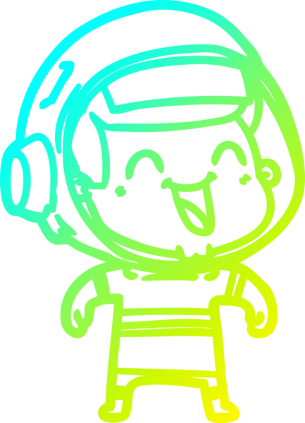 Bir insan tarafından çizilmiş mutlu bir astronotun soğuk gradyan çizimi.