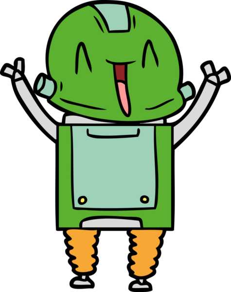 Bir insan tarafından çizilmiş çizgi film robotu