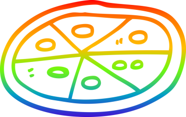 gökkuşağı gradyan çizgi çizimi bir insan tarafından çizilmiş bir pizza