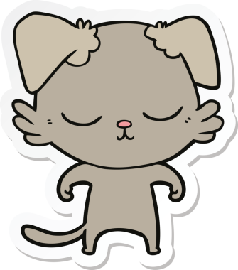 Bir insan tarafından çizilmiş şirin bir köpeğin çıkartması.