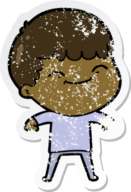 Bir insan tarafından çizilmiş mutlu bir çocuğun sıkıntılı çıkartması.