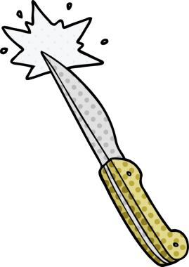 Bir insan tarafından çizilmiş keskin bir mutfak bıçağı.