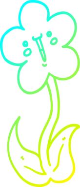 Bir insanın çizdiği karikatür çiçeğinin soğuk gradyan çizgisi.