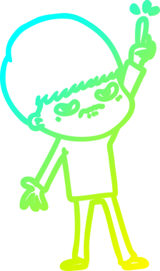 Bir insan tarafından çizilmiş kızgın bir çizgi film çocuğunun soğuk gradyan çizgisi