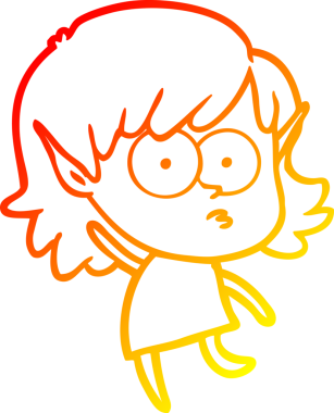 Bir insan tarafından çizilmiş, çizgi film karakteri bir elf kızı çizimi.